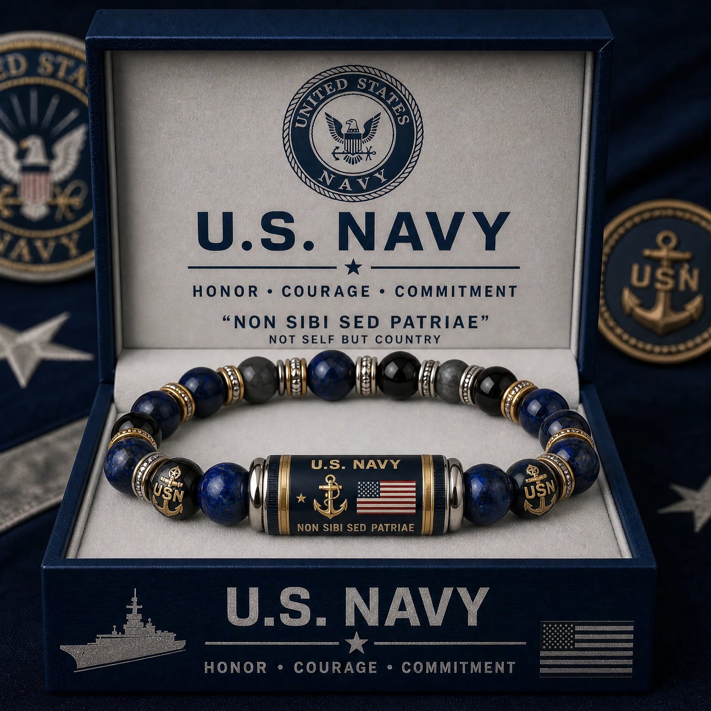 HonorGuard – Premium Navy Tribute Beaded Bracelet