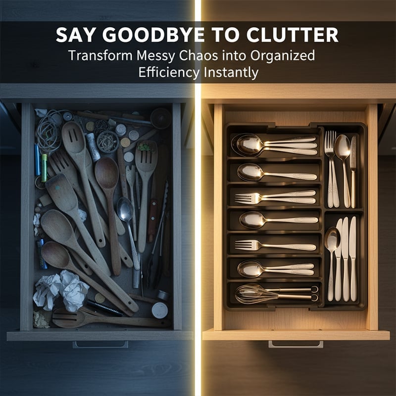 Kitchen Expandable Silverware Drawer Organizer