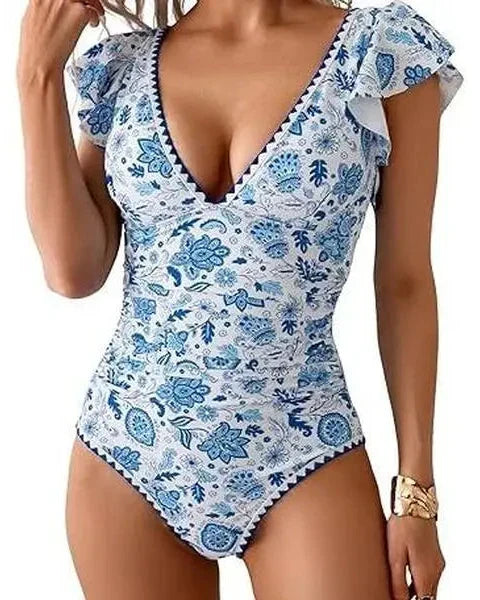BellaRuffle – V-Neck One-Piece Swimsuit