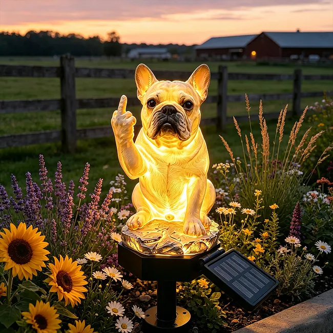 FrenchGlow – Solar French Bulldog Garden Statue