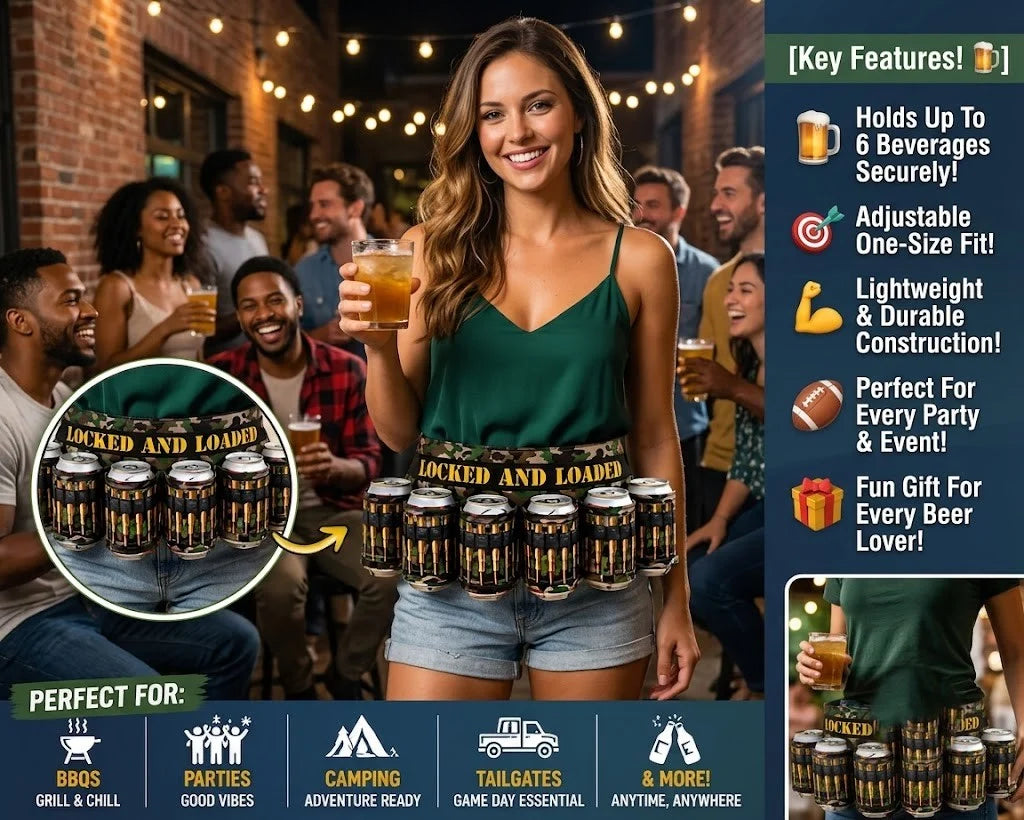DrinkMate – Adjustable 6-Can Beverage Holster Belt