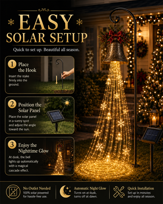BelloraGlow – Christmas Bell Cascade Solar Yard Light