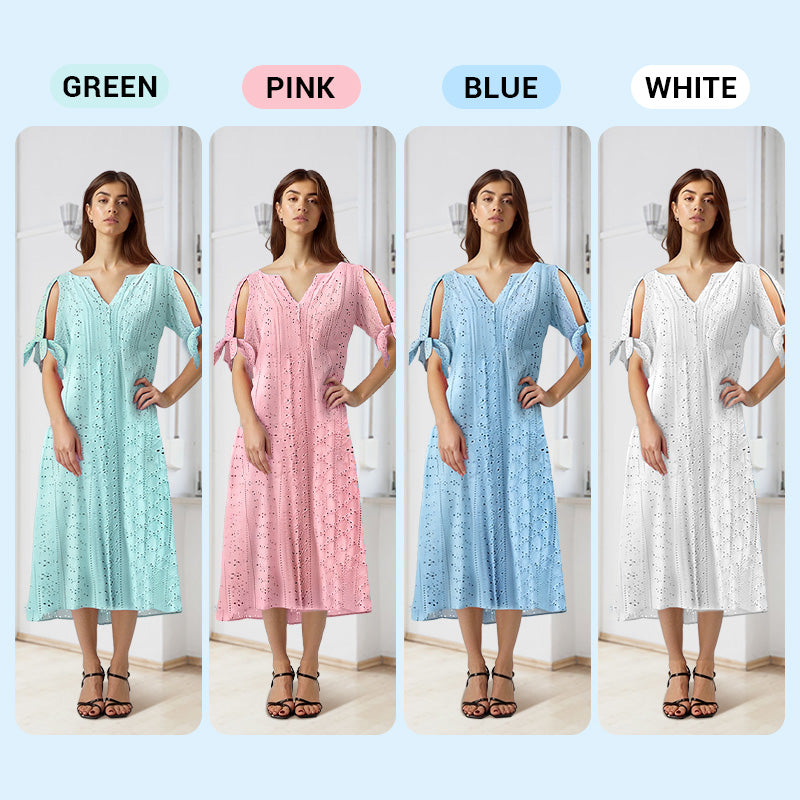 Arabella – Women's V-Neck Elegant Solid Dress