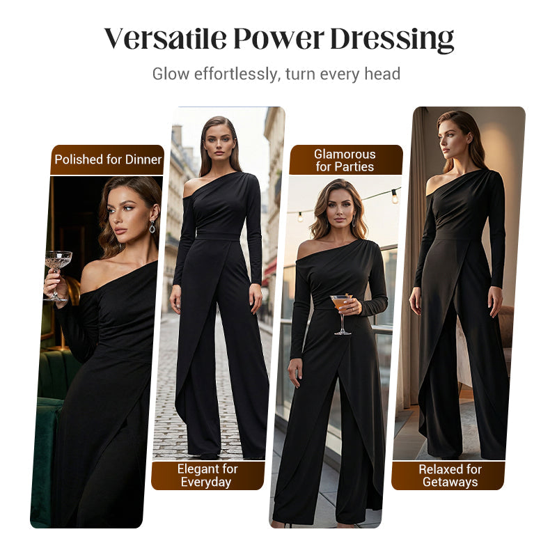 SoreliaGrace – One-Shoulder Wrap Jumpsuit