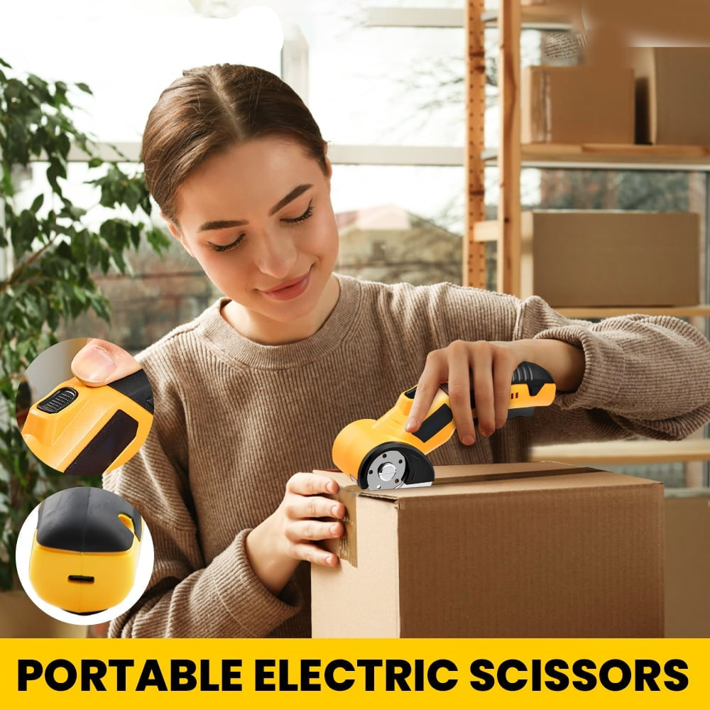 Cordless Electric Scissors - Yellow with Carrying Bag