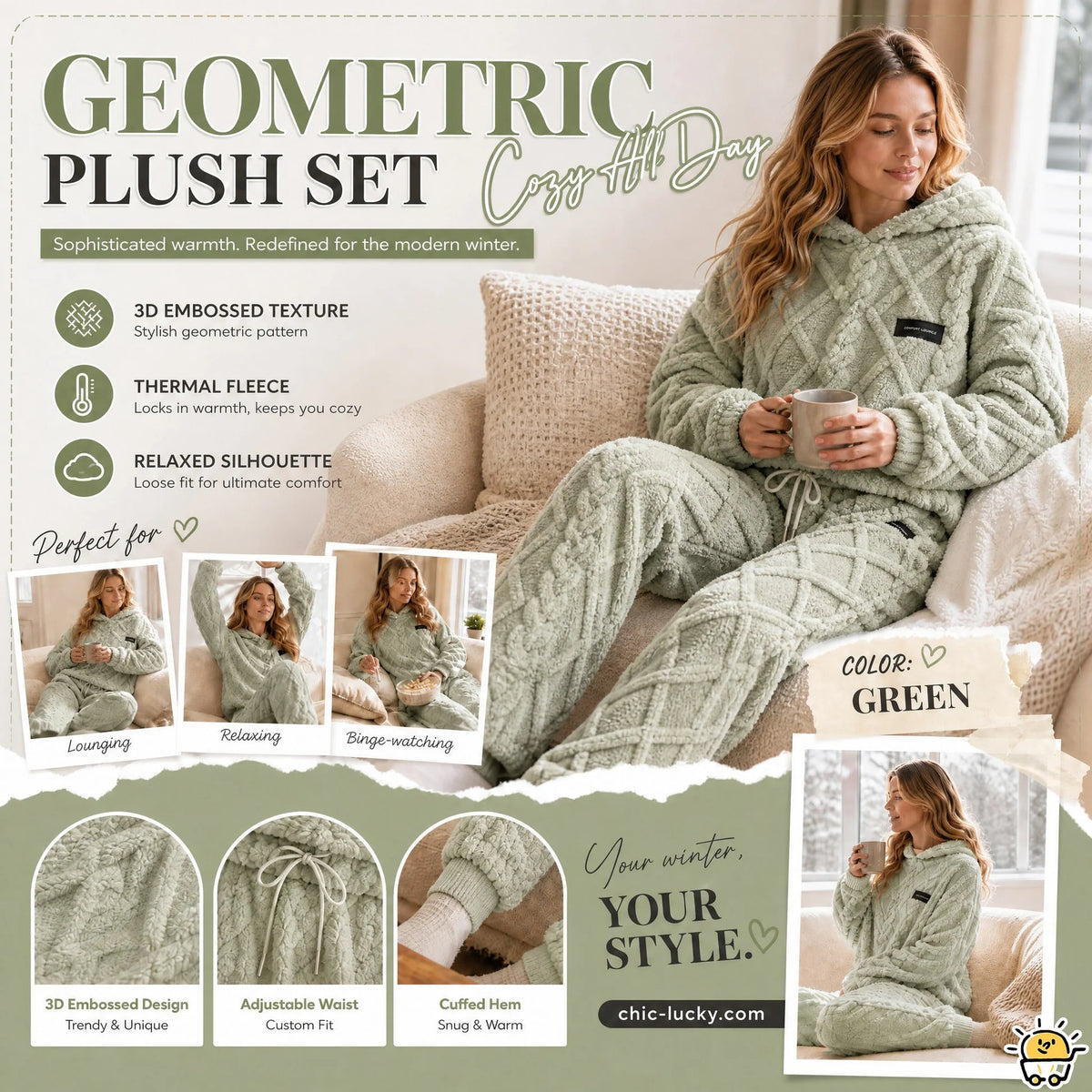 WinterLoom – 3D Geometric Plush Comfort Set