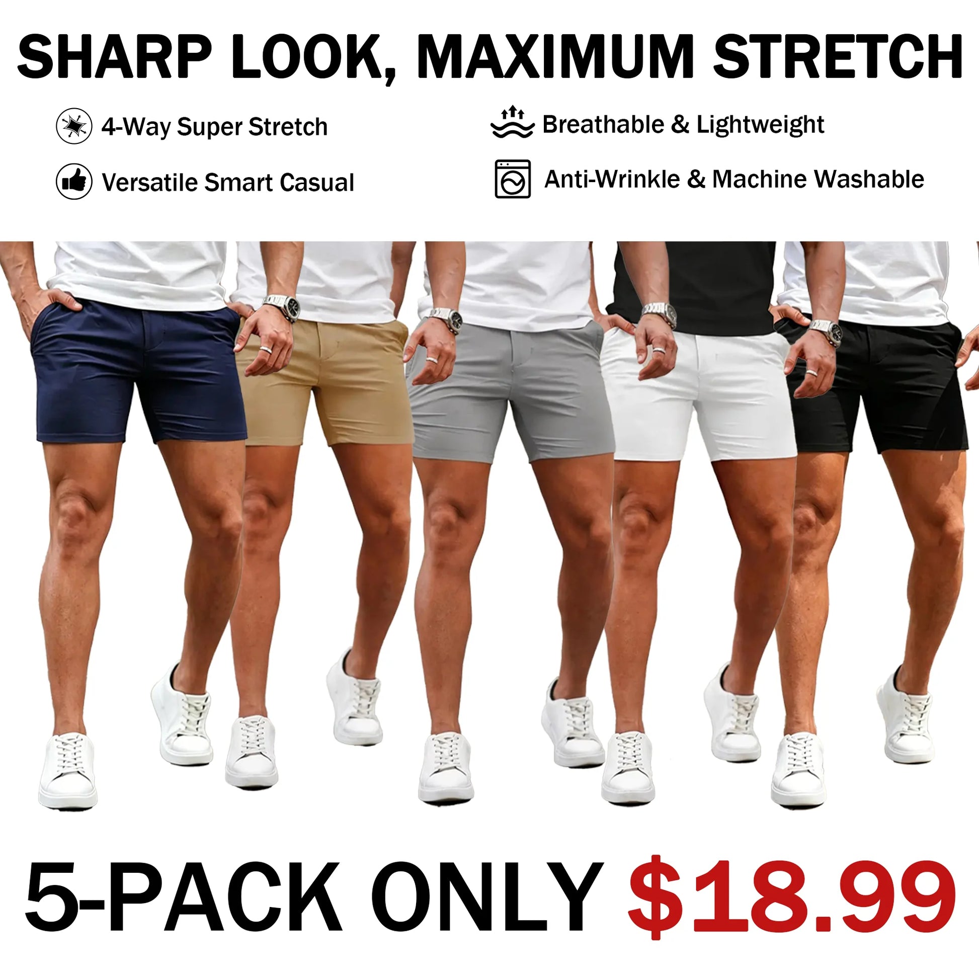 FlexStride – Modern Tapered Casual Chino Shorts