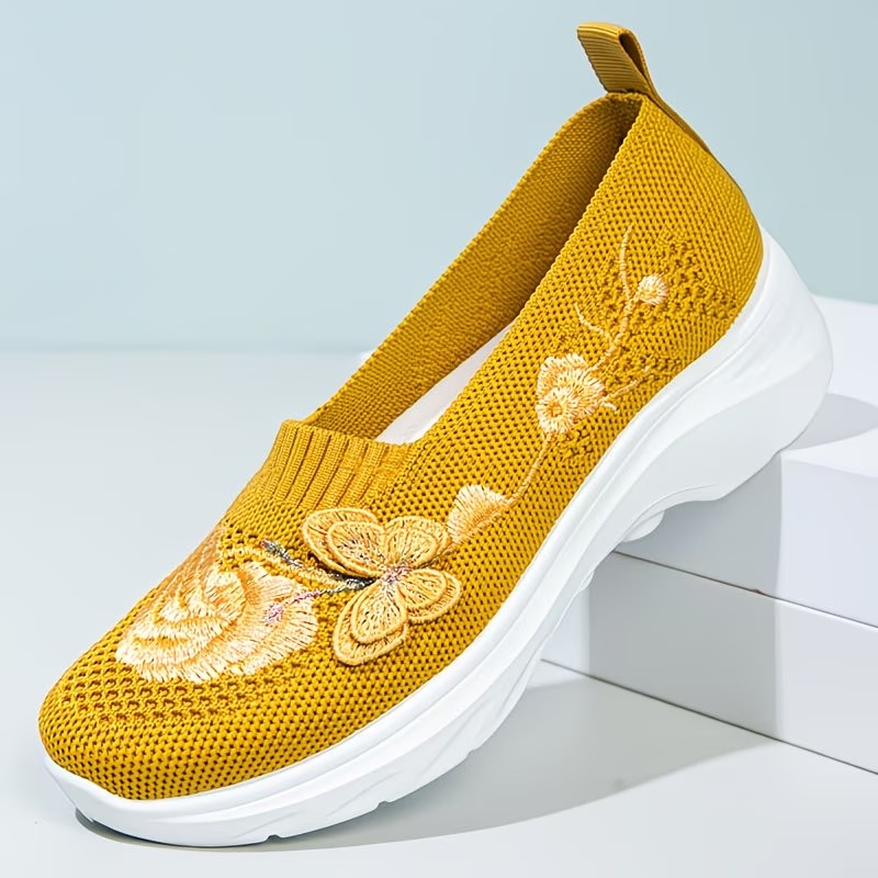 Women's Butterfly Embroidered Loafers - Pink
