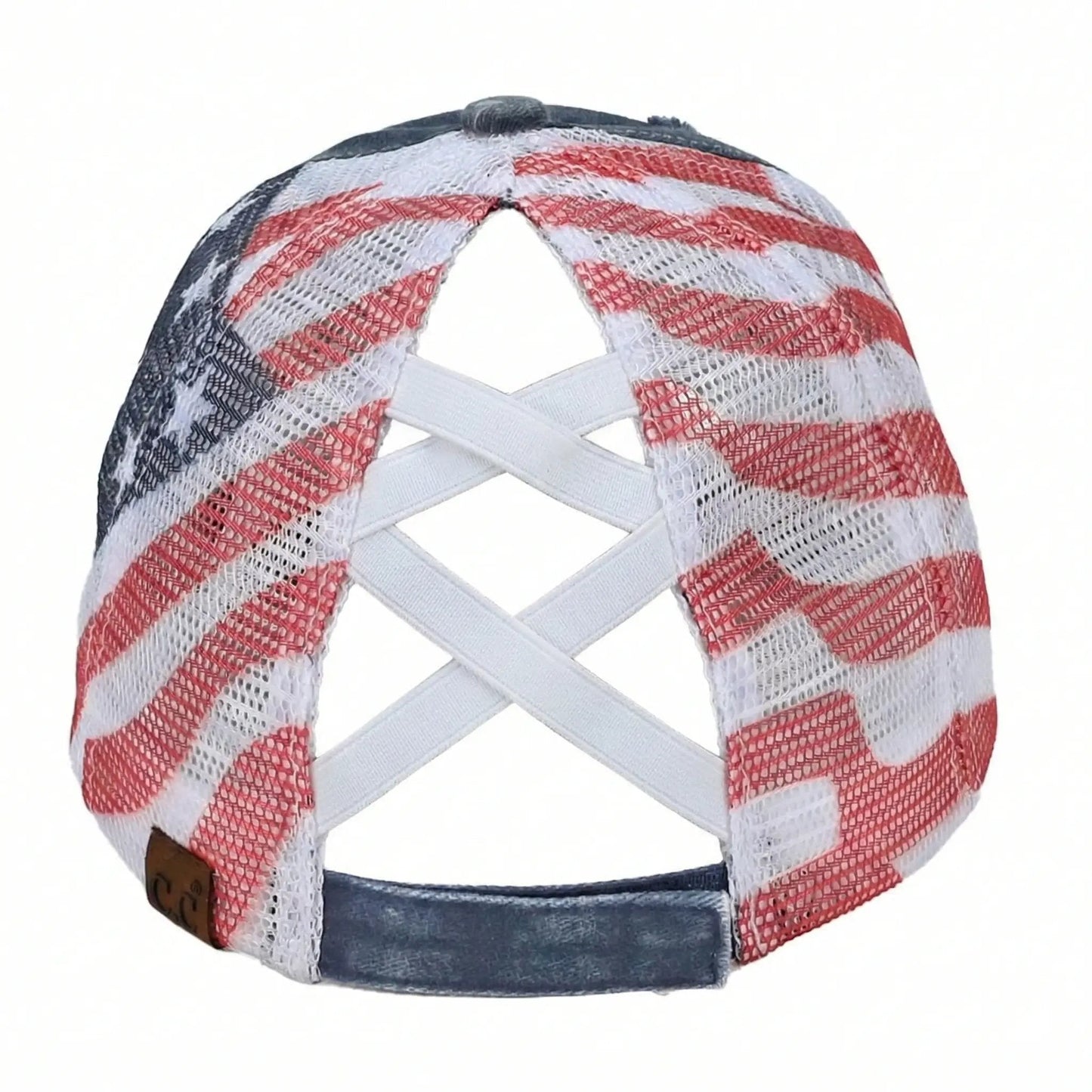 VistaCap – Multi-Level Criss-Cross American Flag Trucker Hat
