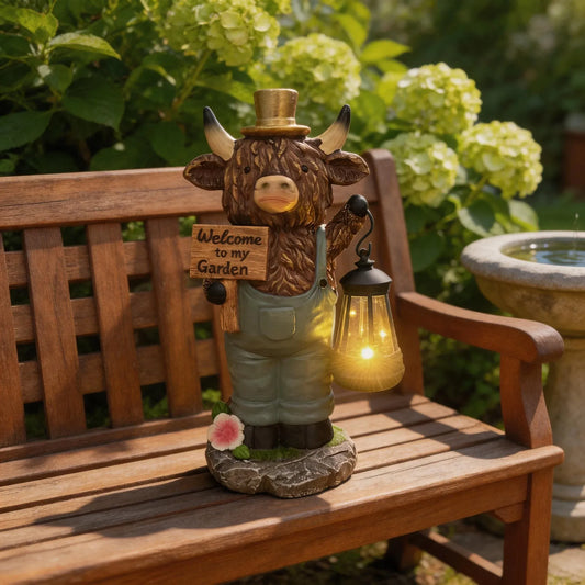 HighlandGlow – Solar Highland Bull Garden Welcome Light