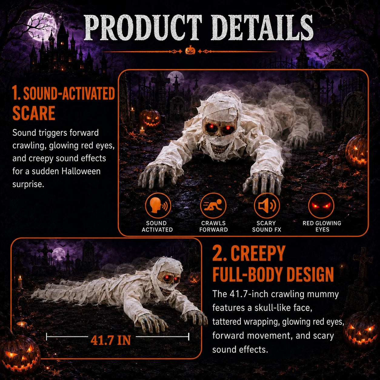 GravePulse – Glowing Red Eyes Crawling Horror Mummy