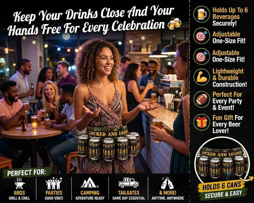 DrinkMate – Adjustable 6-Can Beverage Holster Belt