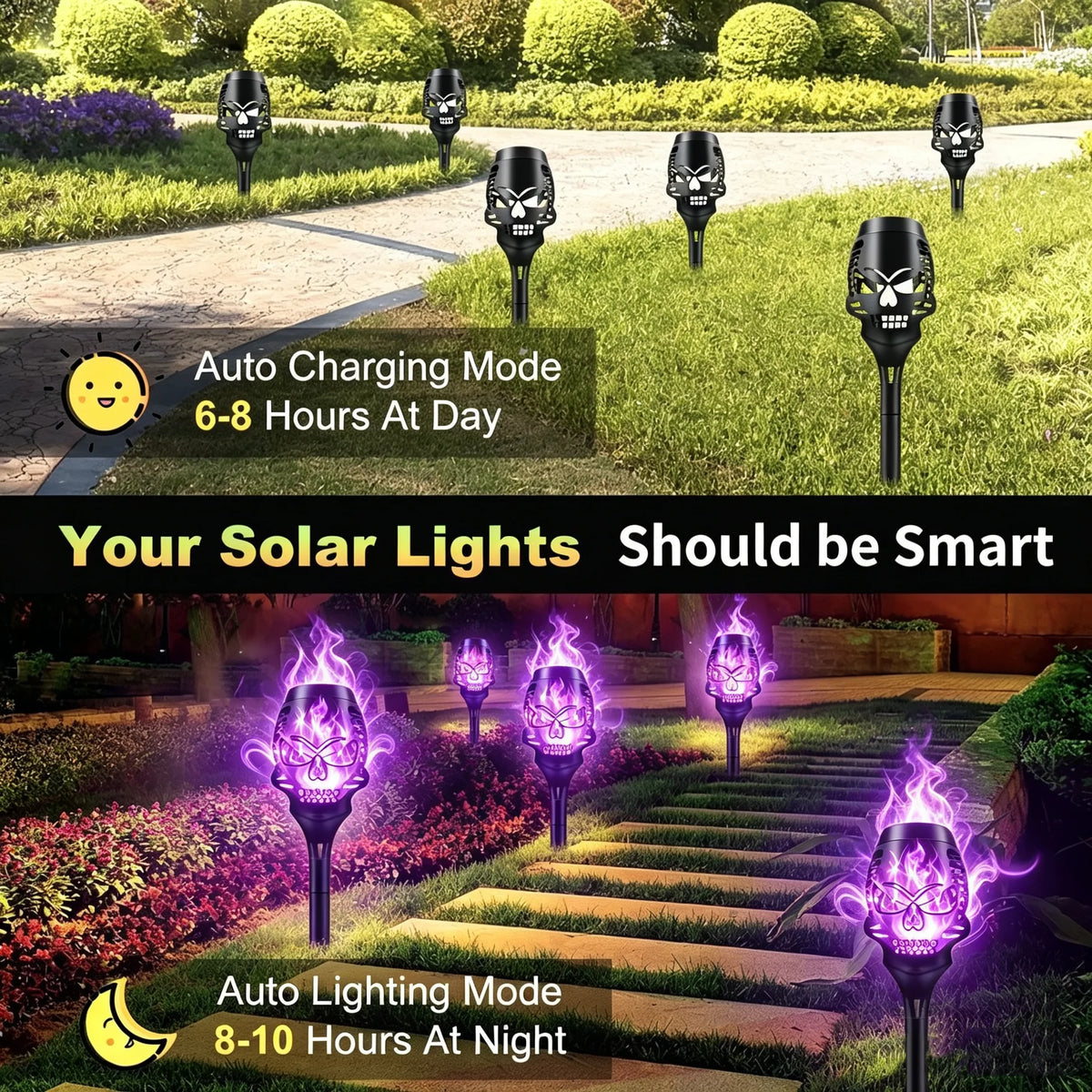 SkullEmber – Solar-Powered Purple Flame Lights