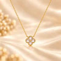 Avelune – 14K Gold-Plated Four-Leaf Zircon Necklace