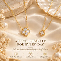 Avelune – 14K Gold-Plated Four-Leaf Zircon Necklace