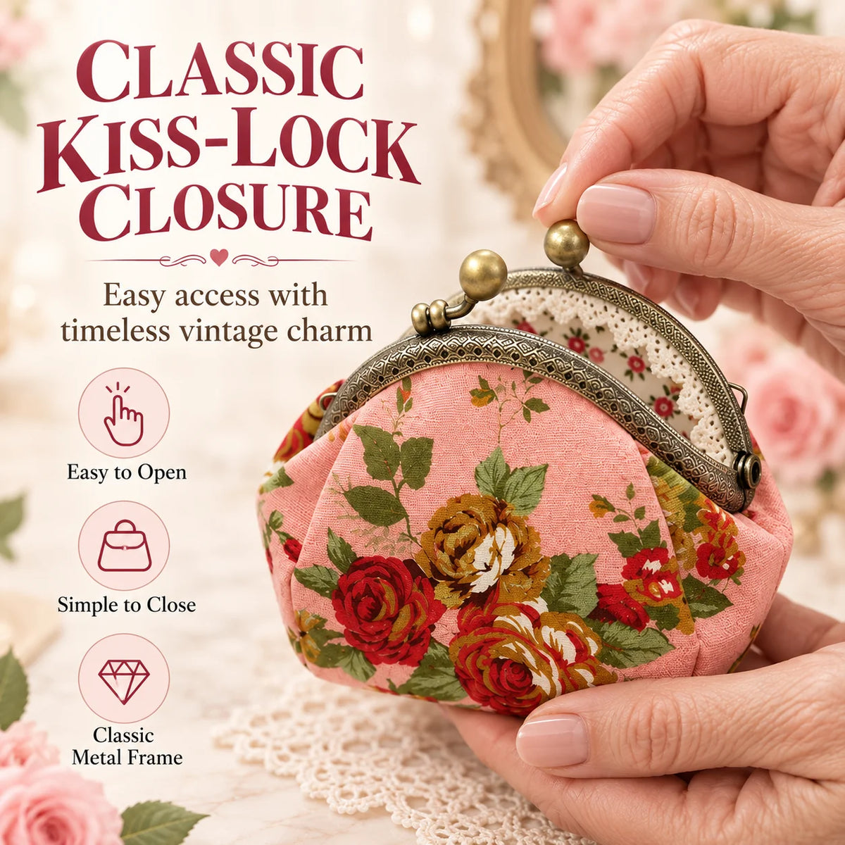 BloomBelle – Vintage Floral Mini Purse