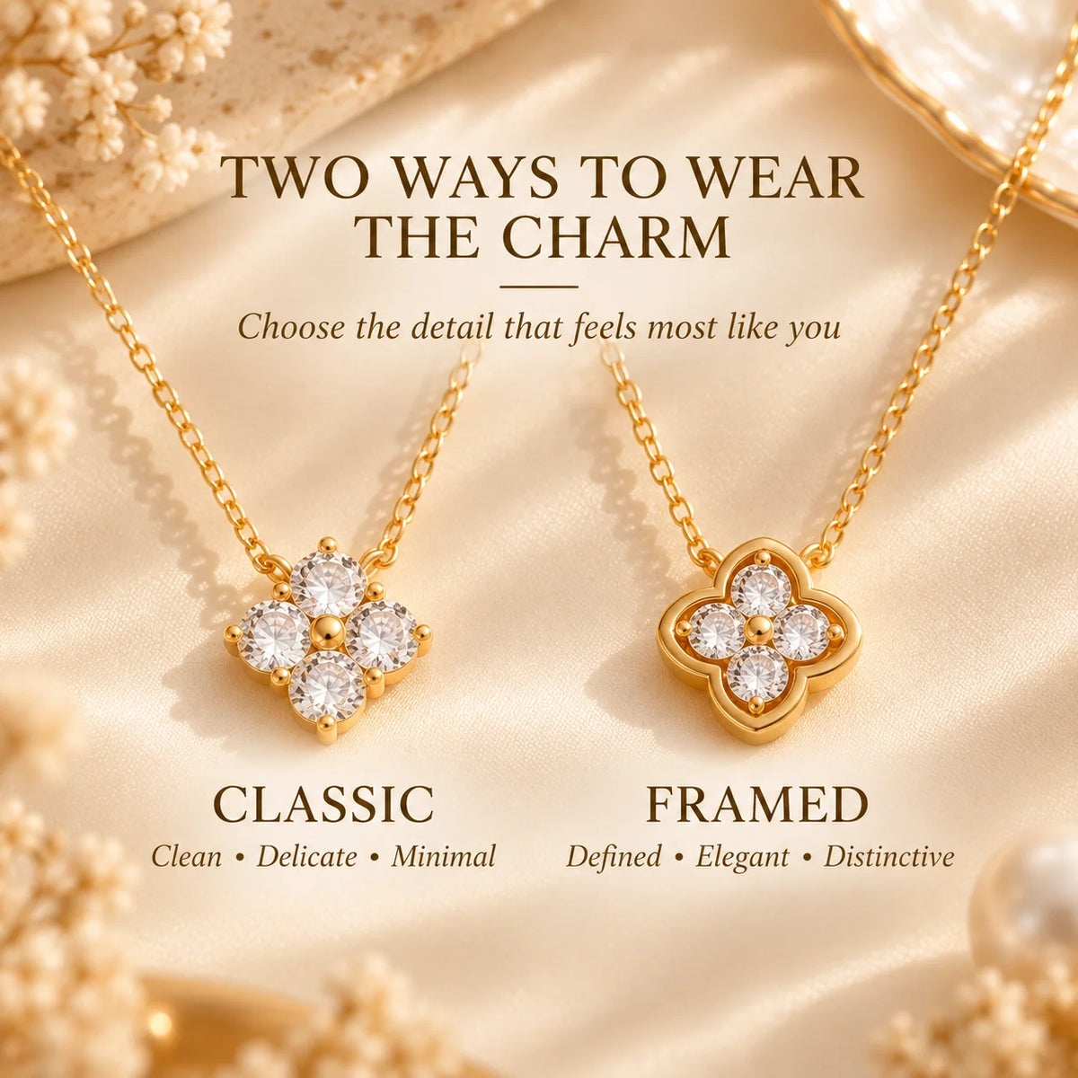 Avelune – 14K Gold-Plated Four-Leaf Zircon Necklace