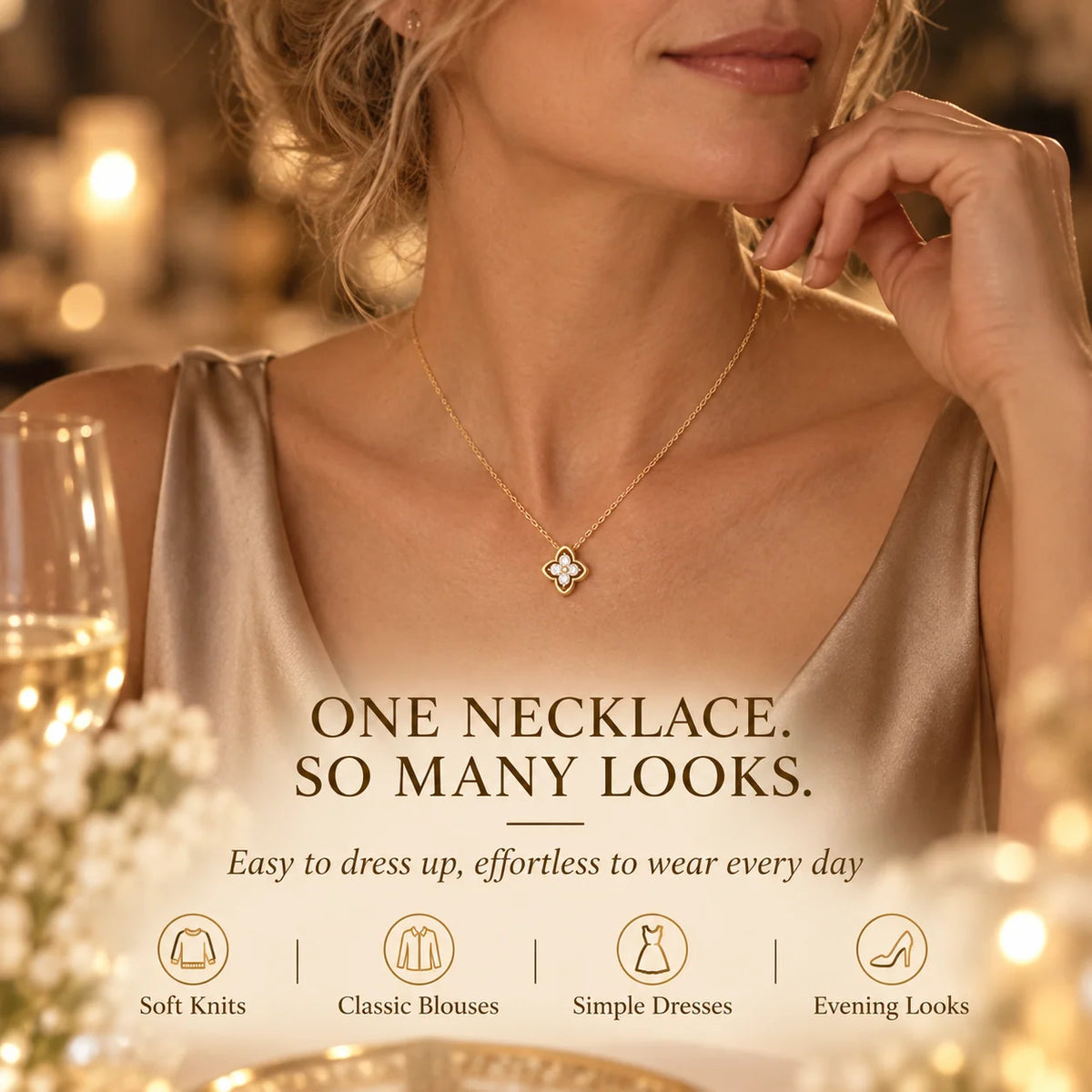 Avelune – 14K Gold-Plated Four-Leaf Zircon Necklace
