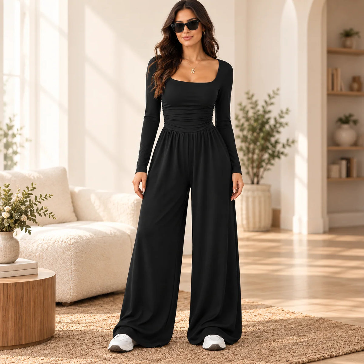 LunaBelle – Women’s Square-Neck Jumpsuit
