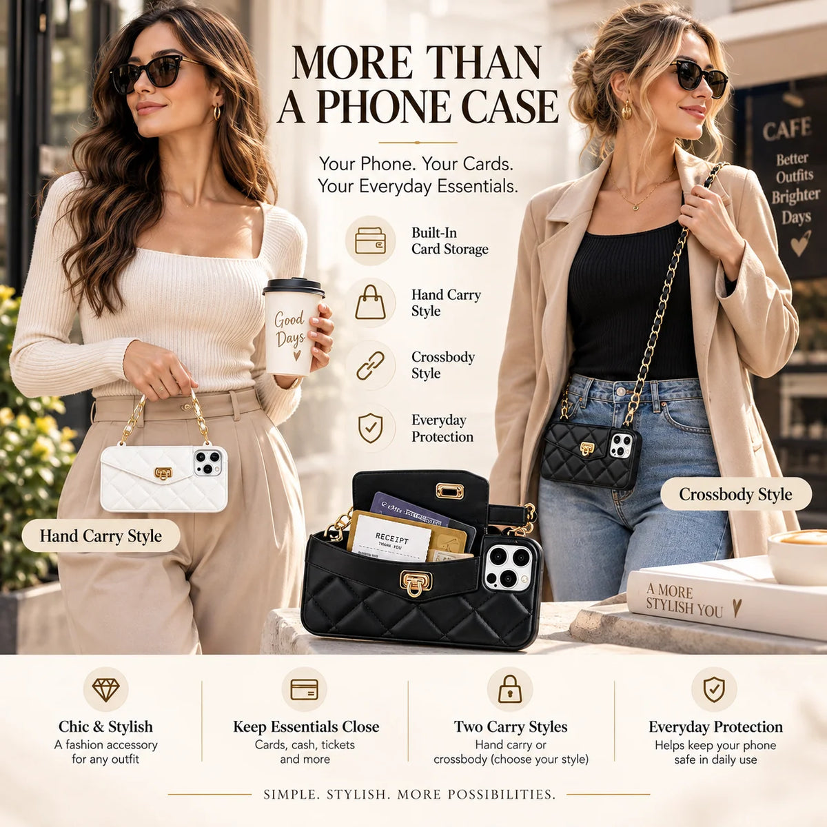 Glamora – Quilted Crossbody Phone Case