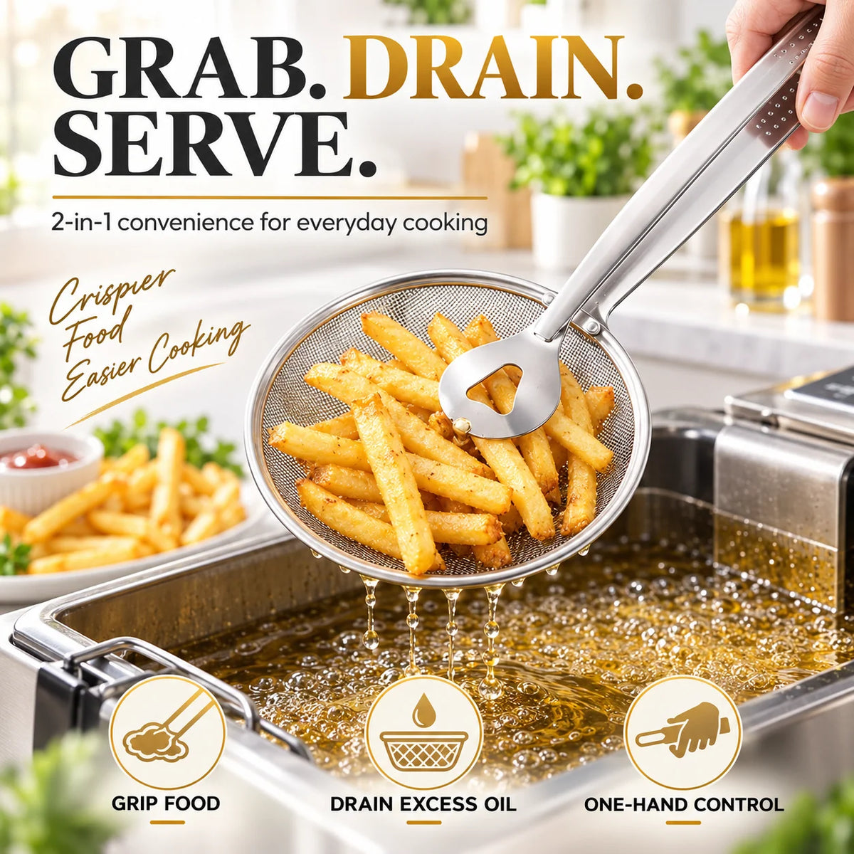 CrispCatch – 2-in-1 Frying Food Drainer