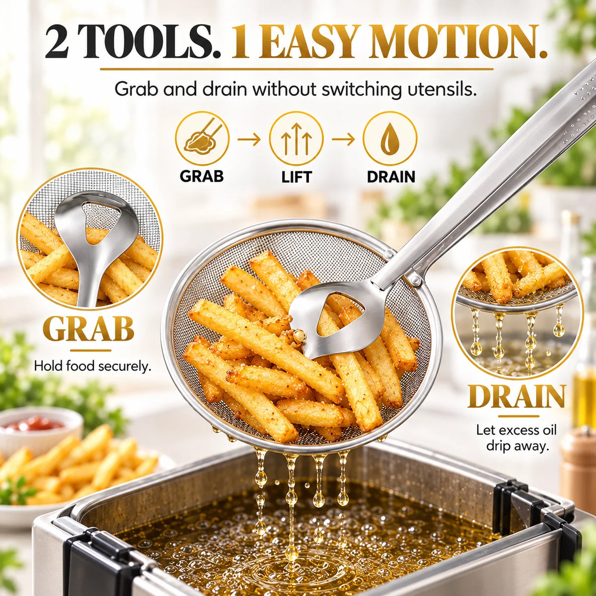 CrispCatch – 2-in-1 Frying Food Drainer