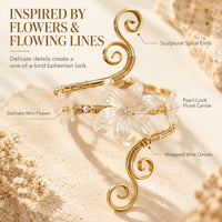 PetalOra – Boho Pearl Flower Upper Arm Cuff