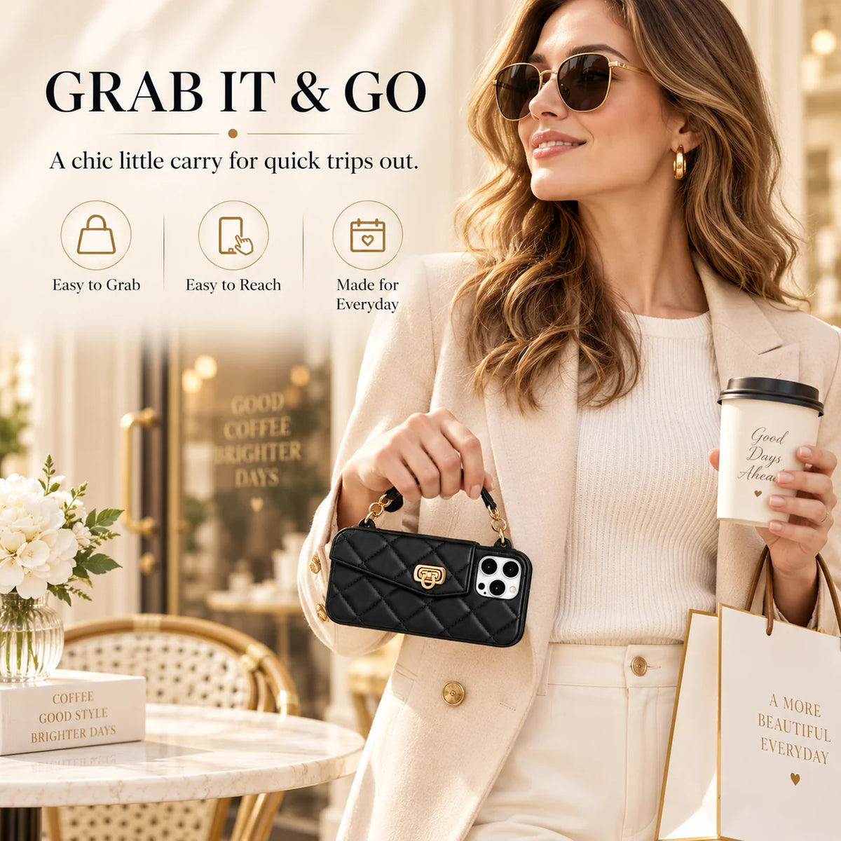 Glamora – Quilted Crossbody Phone Case