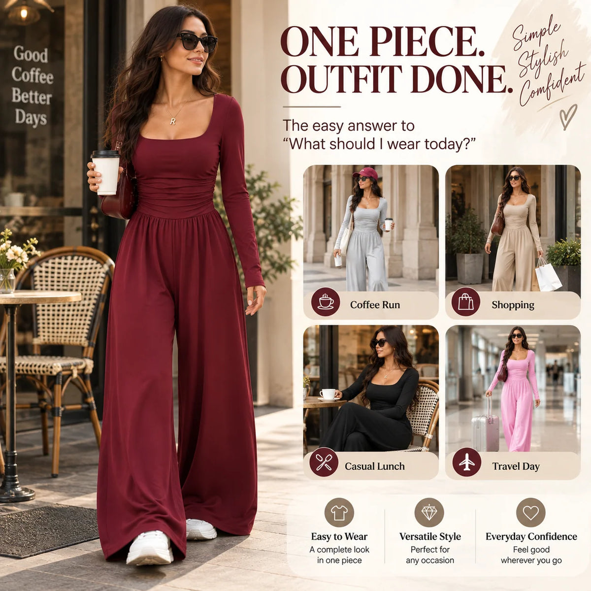 LunaBelle – Women’s Square-Neck Jumpsuit