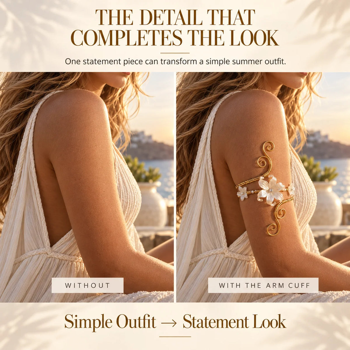 PetalOra – Boho Pearl Flower Upper Arm Cuff