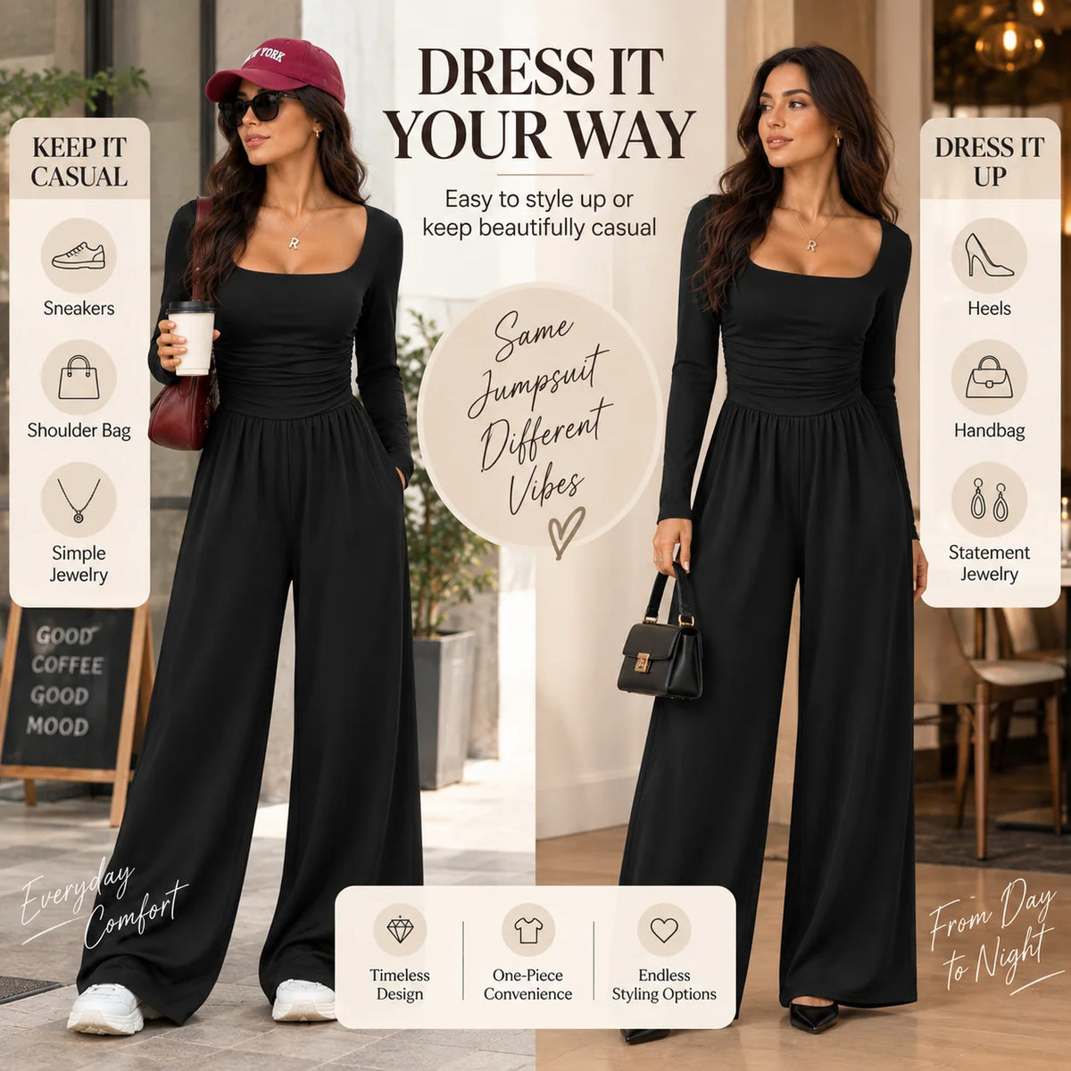 LunaBelle – Women’s Square-Neck Jumpsuit