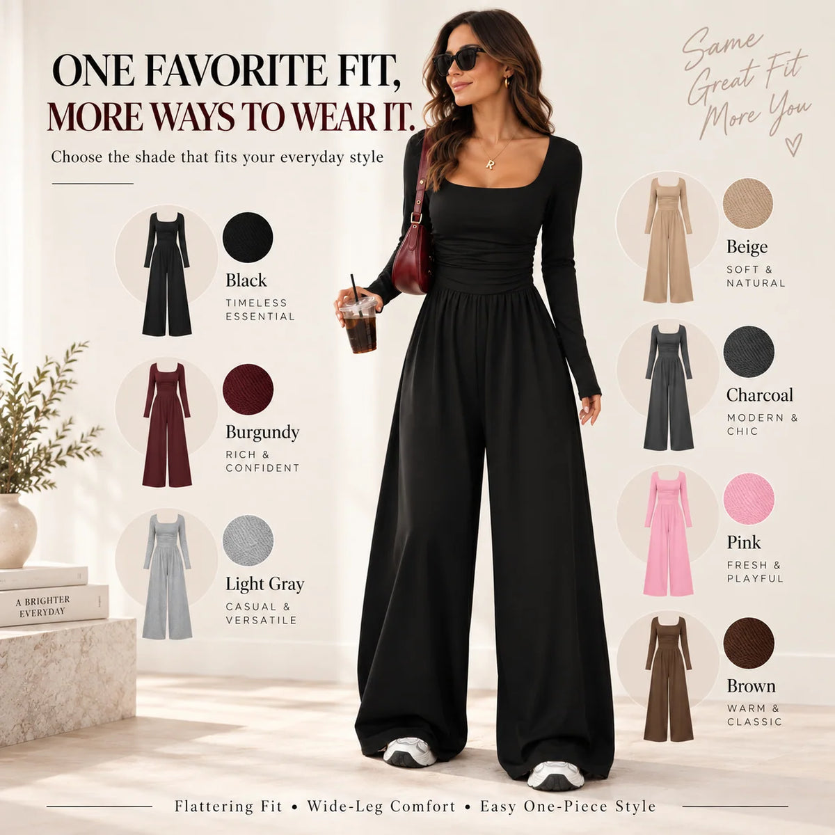 LunaBelle – Women’s Square-Neck Jumpsuit