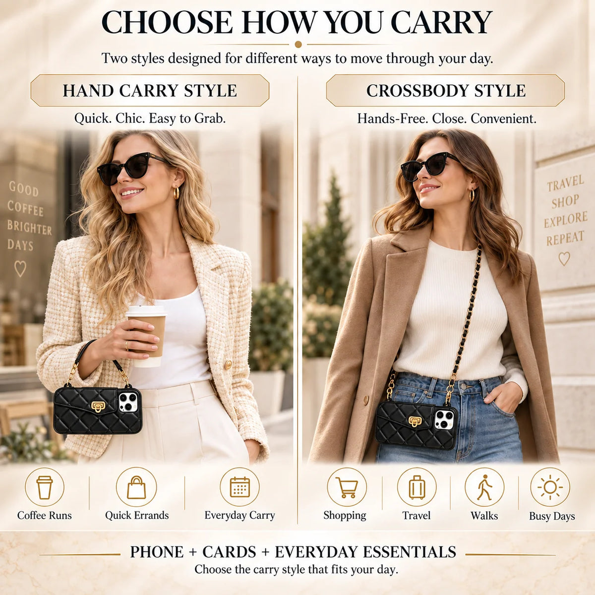 Glamora – Quilted Crossbody Phone Case