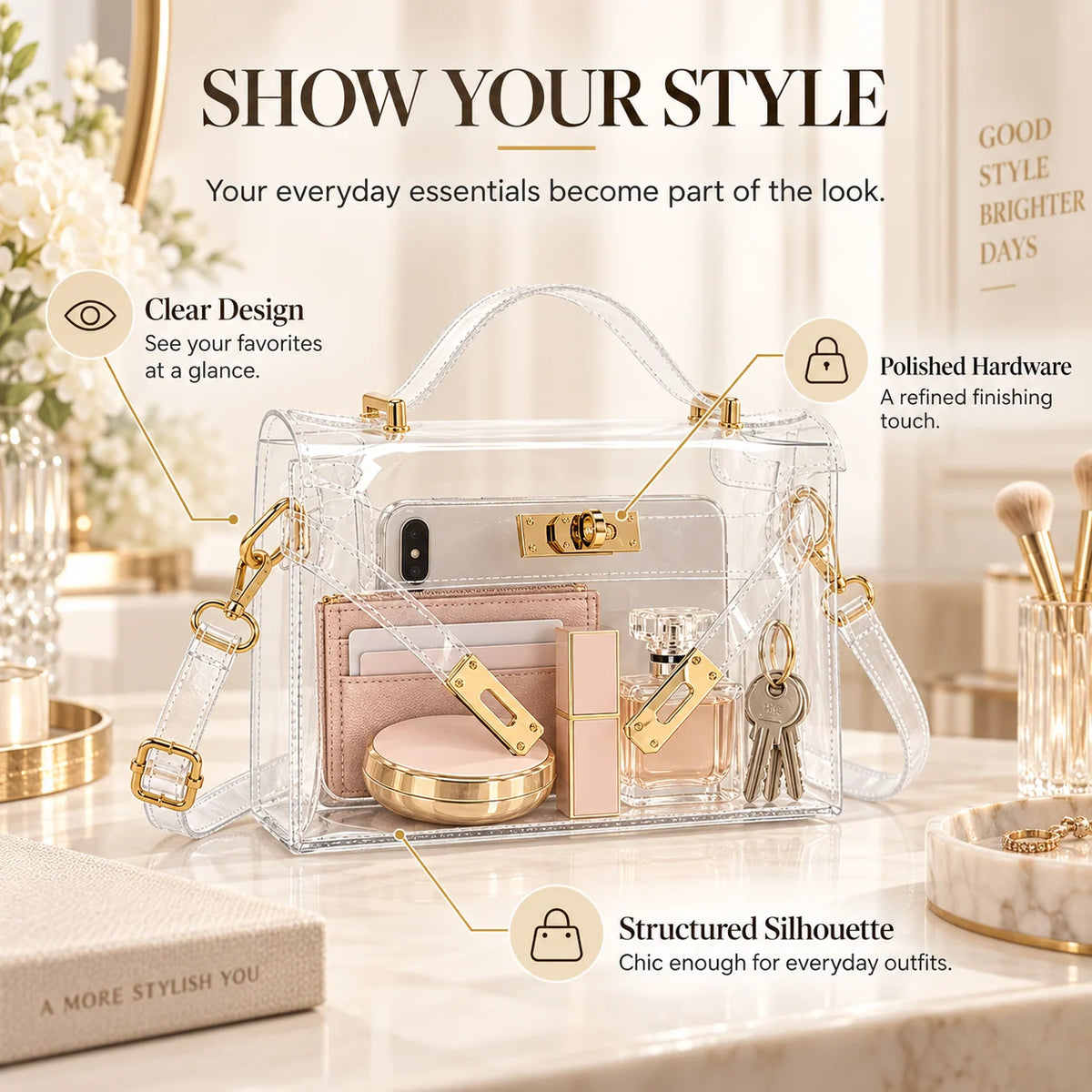 LuCentra – Clear 3-Way Carry Handbag