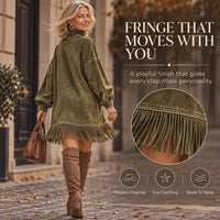 CanyonBelle – Women's Oversized Fringe Sweatshirt Dress
