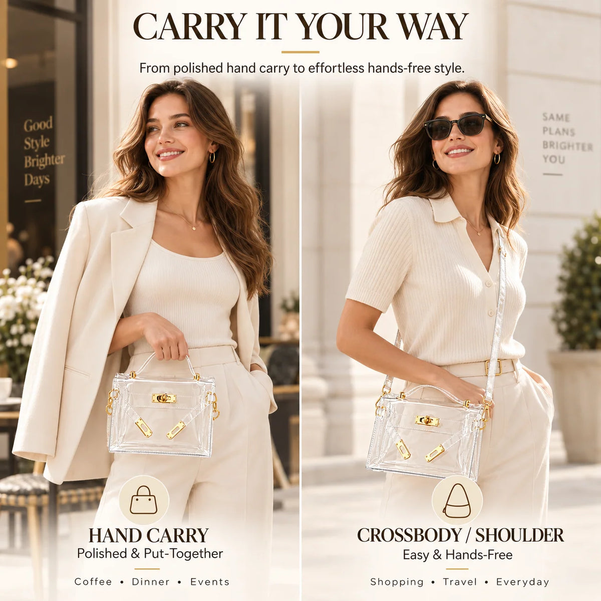 LuCentra – Clear 3-Way Carry Handbag
