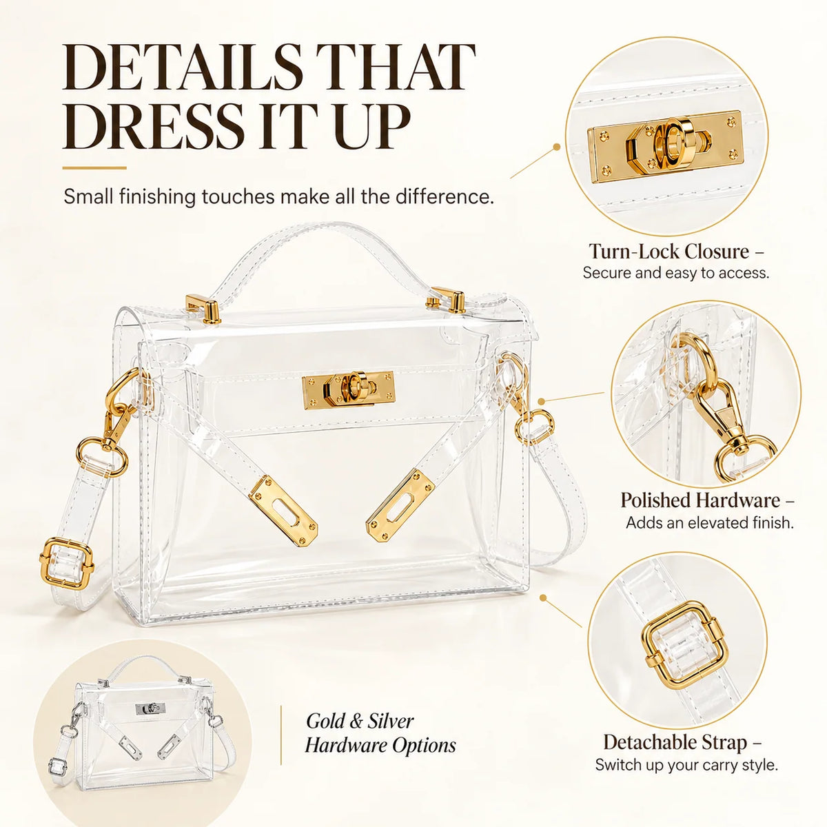 LuCentra – Clear 3-Way Carry Handbag