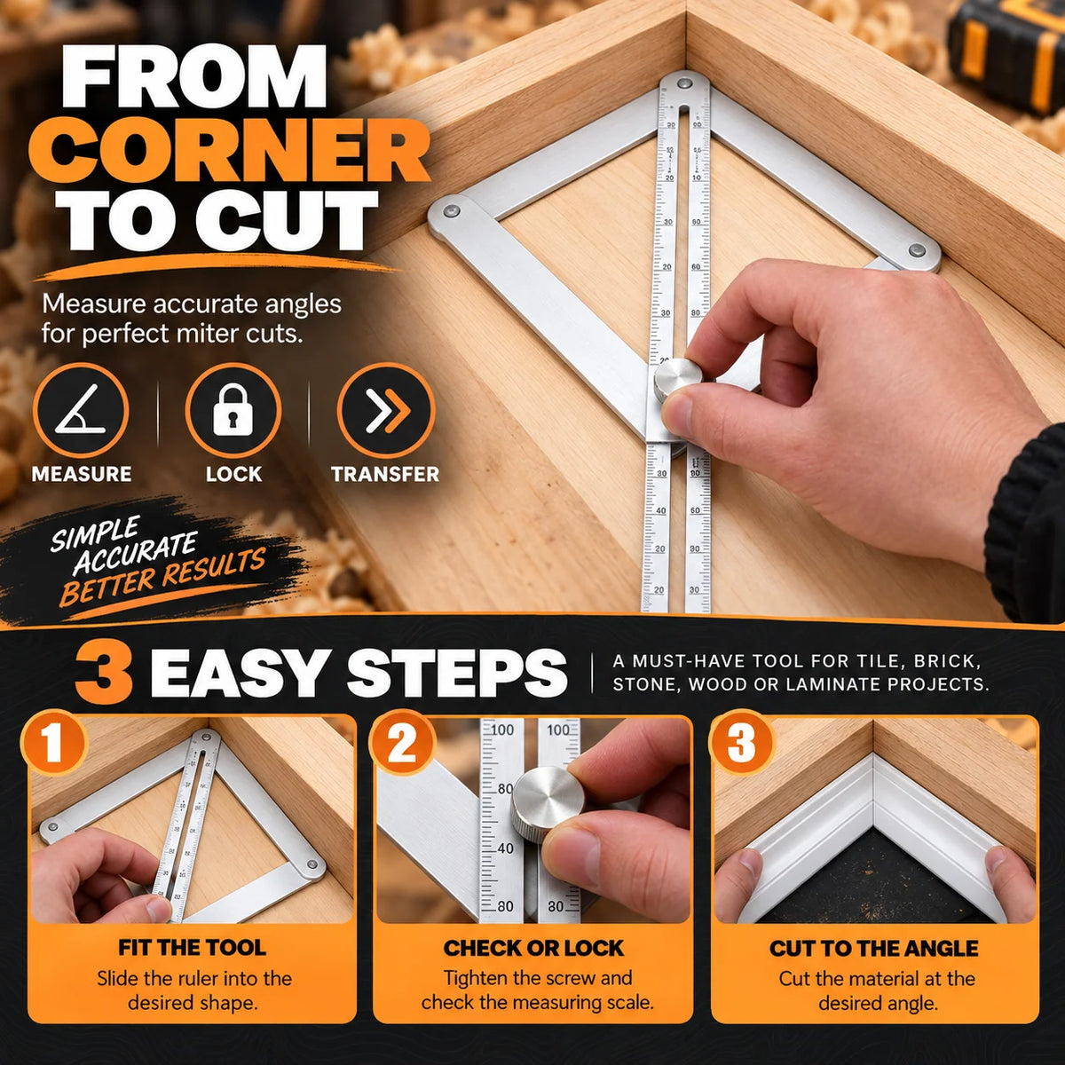 AngleCraft – Adjustable Corner Angle Finder & Miter Tool