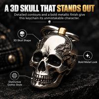 RavenSkull – Polished Metal Skull Keychain
