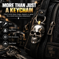 RavenSkull – Polished Metal Skull Keychain