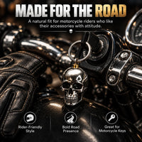 RavenSkull – Polished Metal Skull Keychain