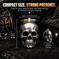 RavenSkull – Polished Metal Skull Keychain