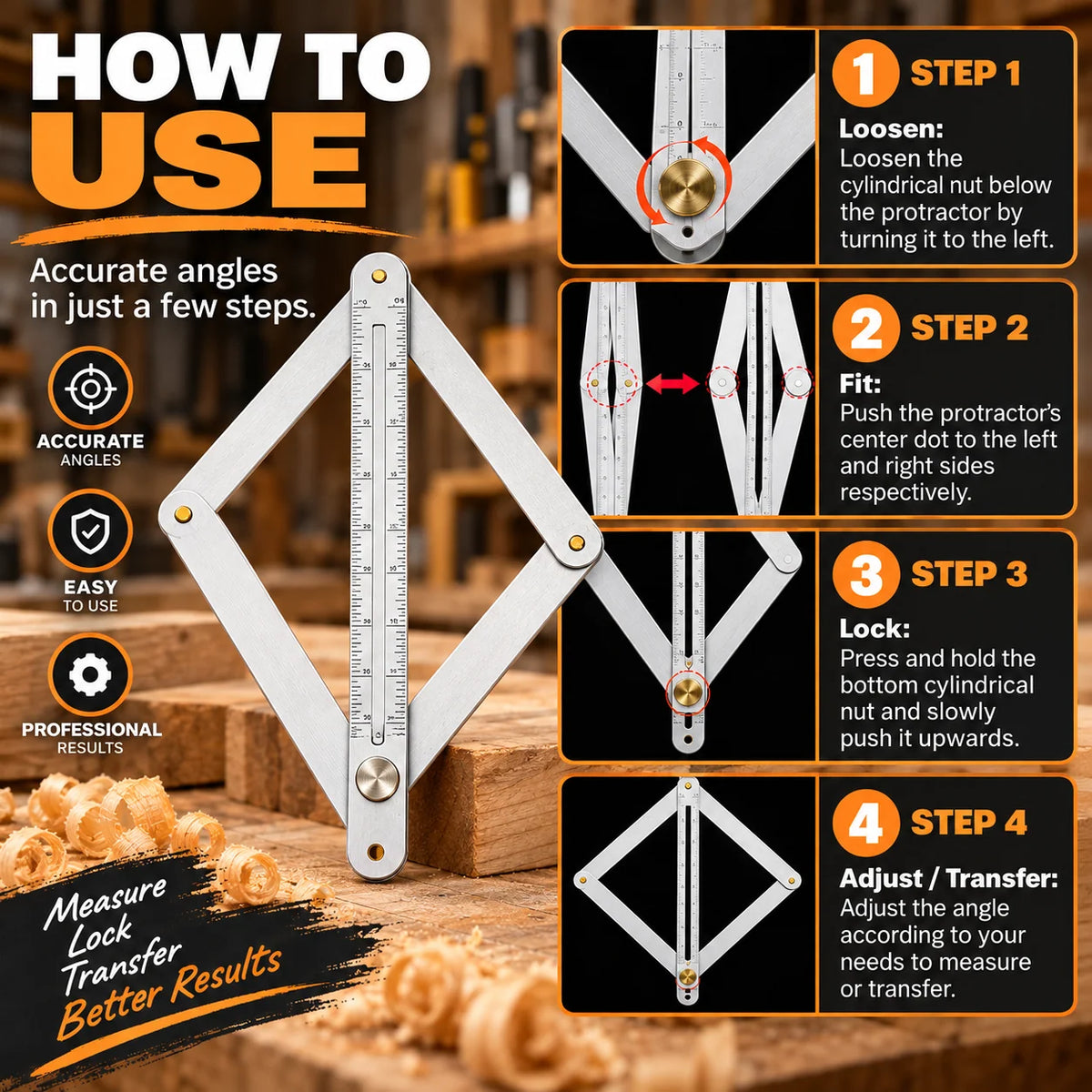 AngleCraft – Adjustable Corner Angle Finder & Miter Tool