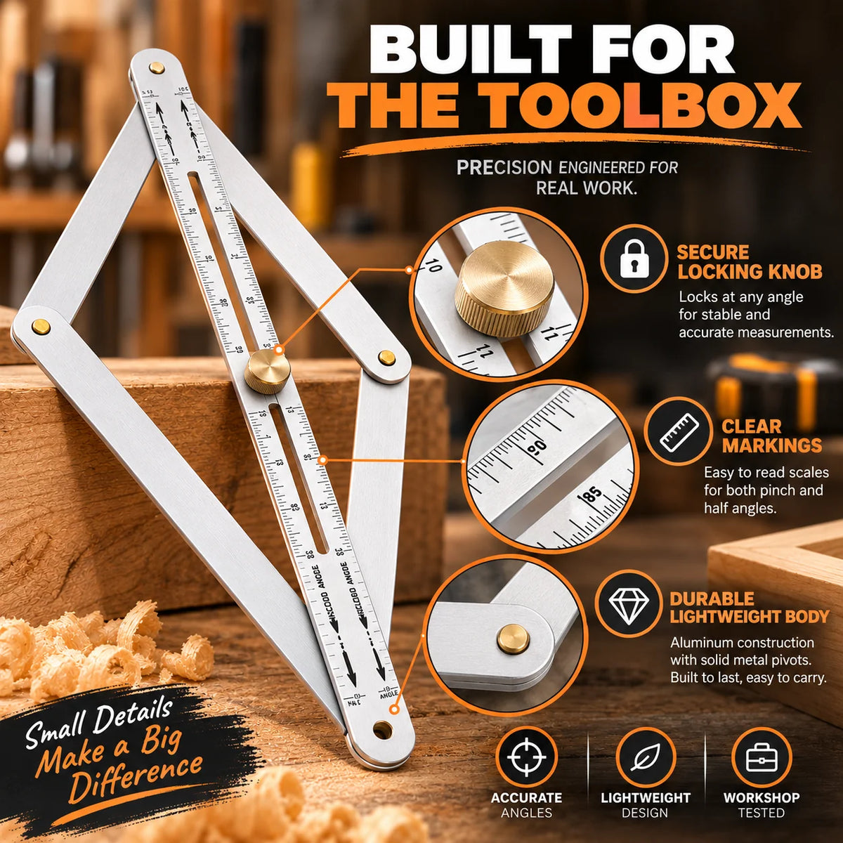 AngleCraft – Adjustable Corner Angle Finder & Miter Tool