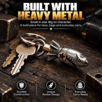RavenSkull – Polished Metal Skull Keychain