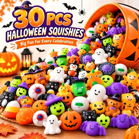 SpookJoy – 30-Piece Halloween Mochi Squishy Toy Set