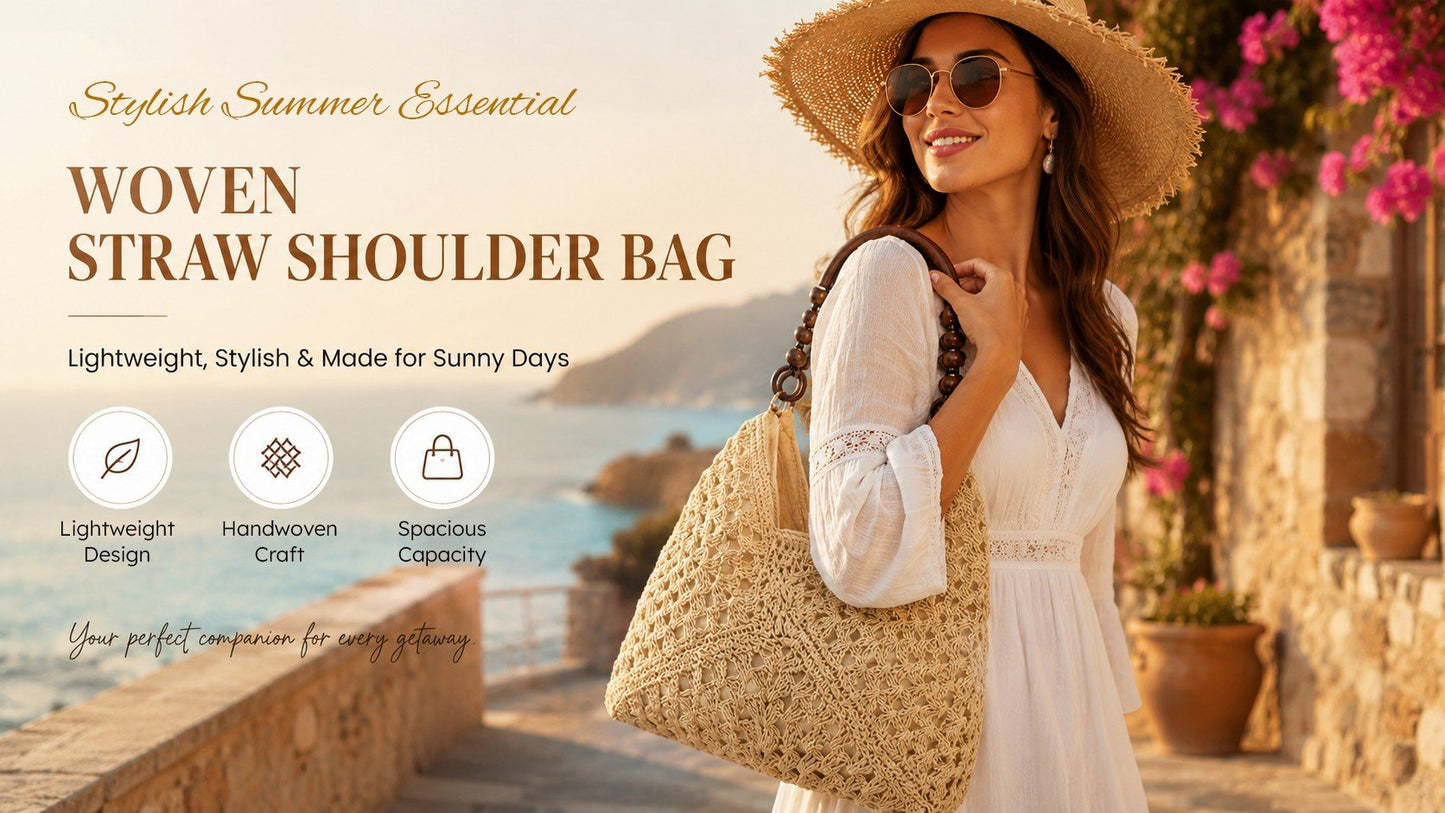 Woven Straw Shoulder Bag