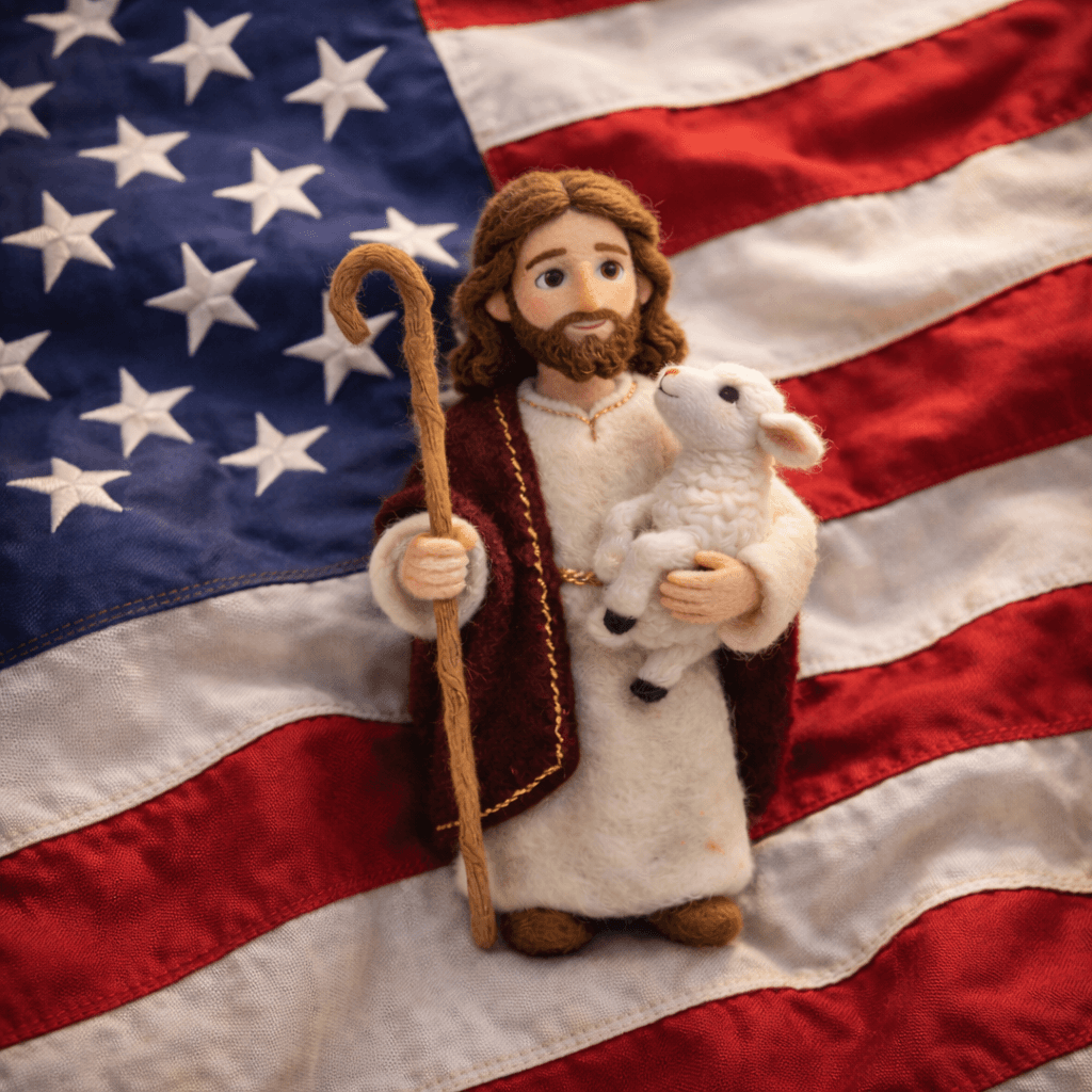 ✝️ Jesus & Lamb: Hand-Felted Christian Figurine – A Meaningful Gift for Someone You Love