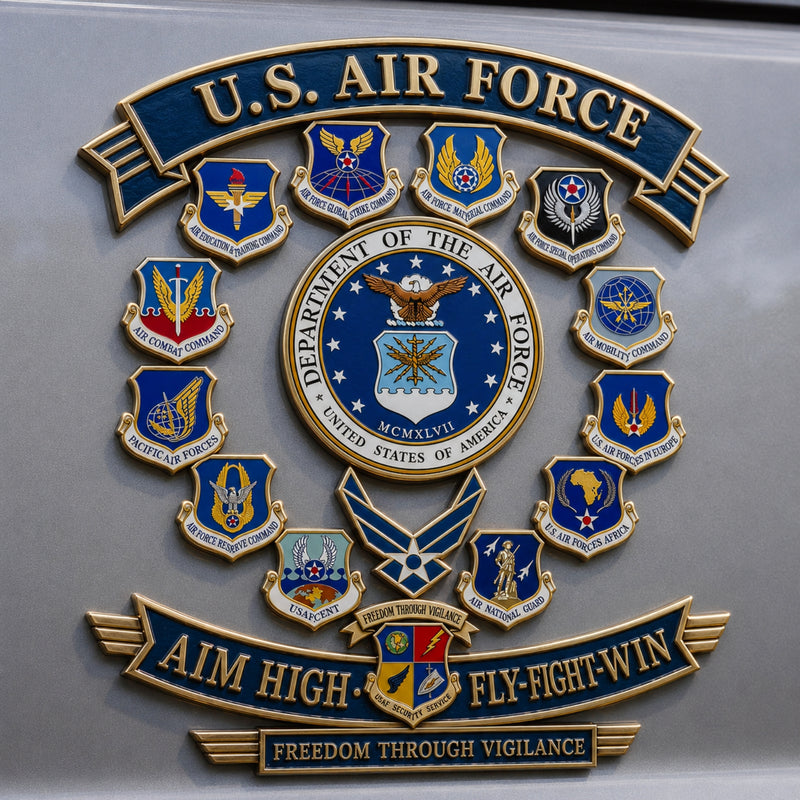 WingCrest – U.S. Air Force “Aim High • Fly-Fight-Win” Tribute Car Emblem