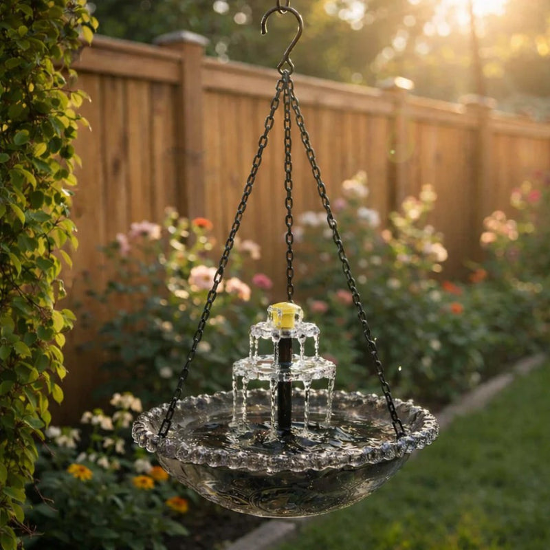 SolarCascade – Hanging Bird Bath Fountain